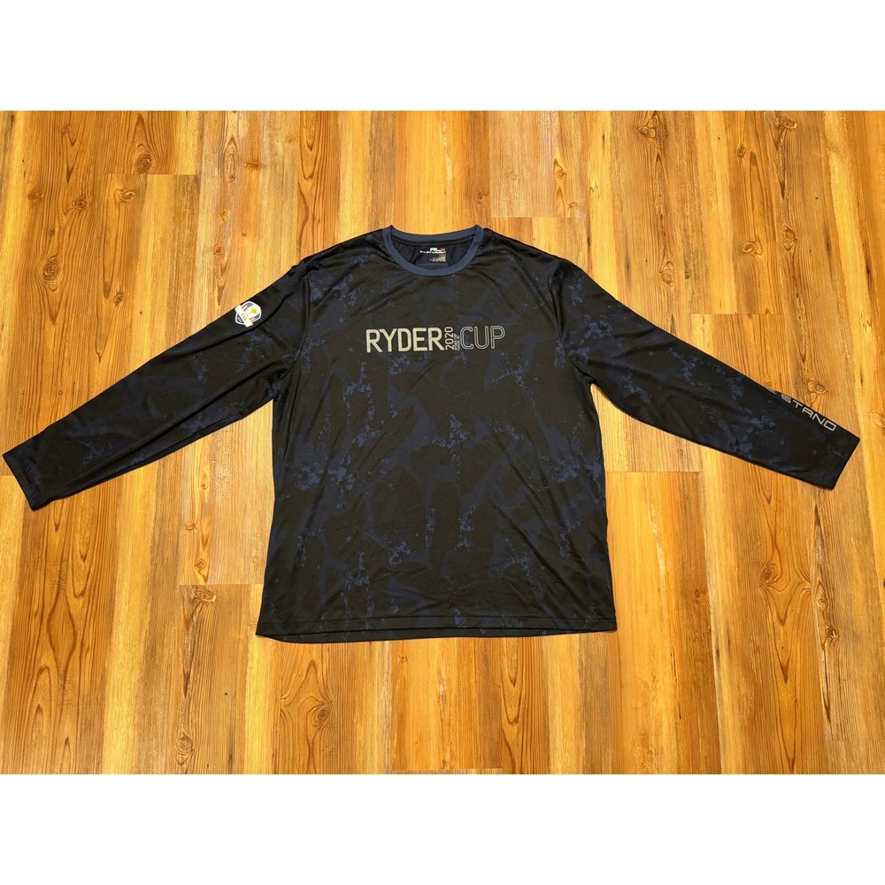 RLX Ralph Lauren Ryder Cup 2020 Mens XL Long Sleeve Camo Performance Shirt Navy